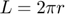 $$ L = 2\pi r $$