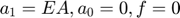 $$a_1=EA, a_0=0, f=0$