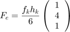 $$ F_e = \frac{f_k h_k}{6} \left (  \begin{tabular}{c}  1 \\  4 \\  1  \end{tabular} \right )$